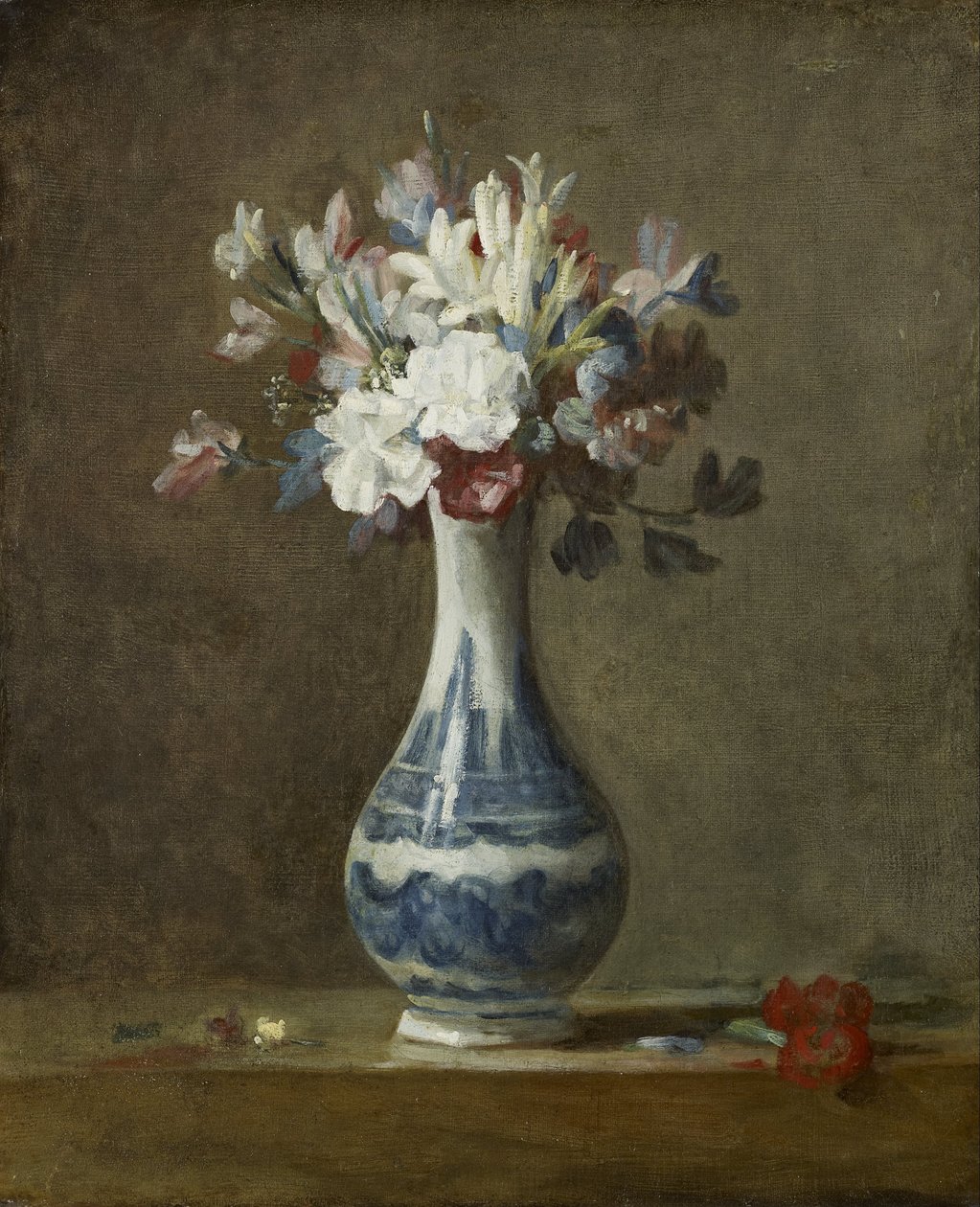 Een vaas met bloemen door Jean Baptiste Simeon Chardin