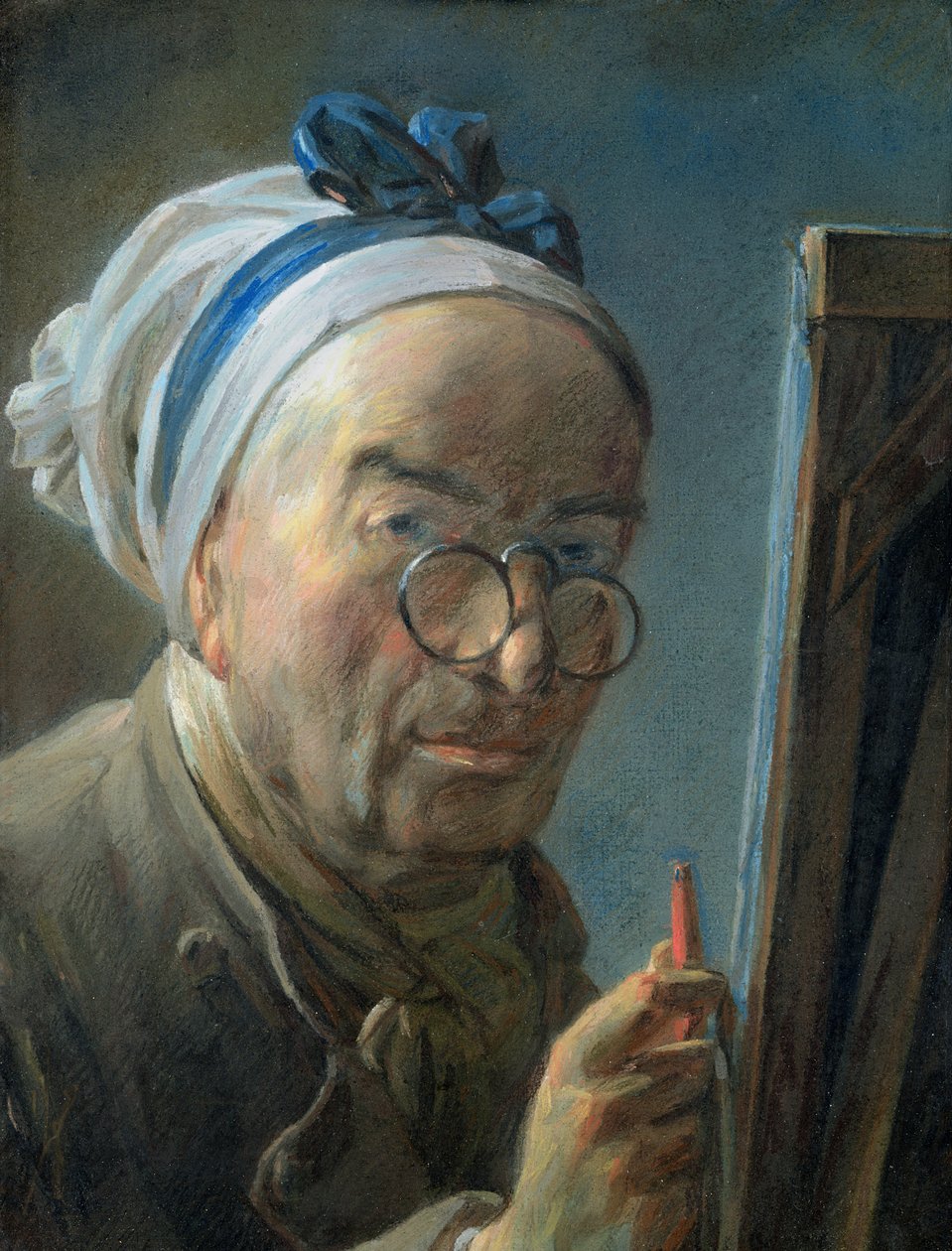 Zelfportret met een Ezeltje door Jean Baptiste Simeon Chardin
