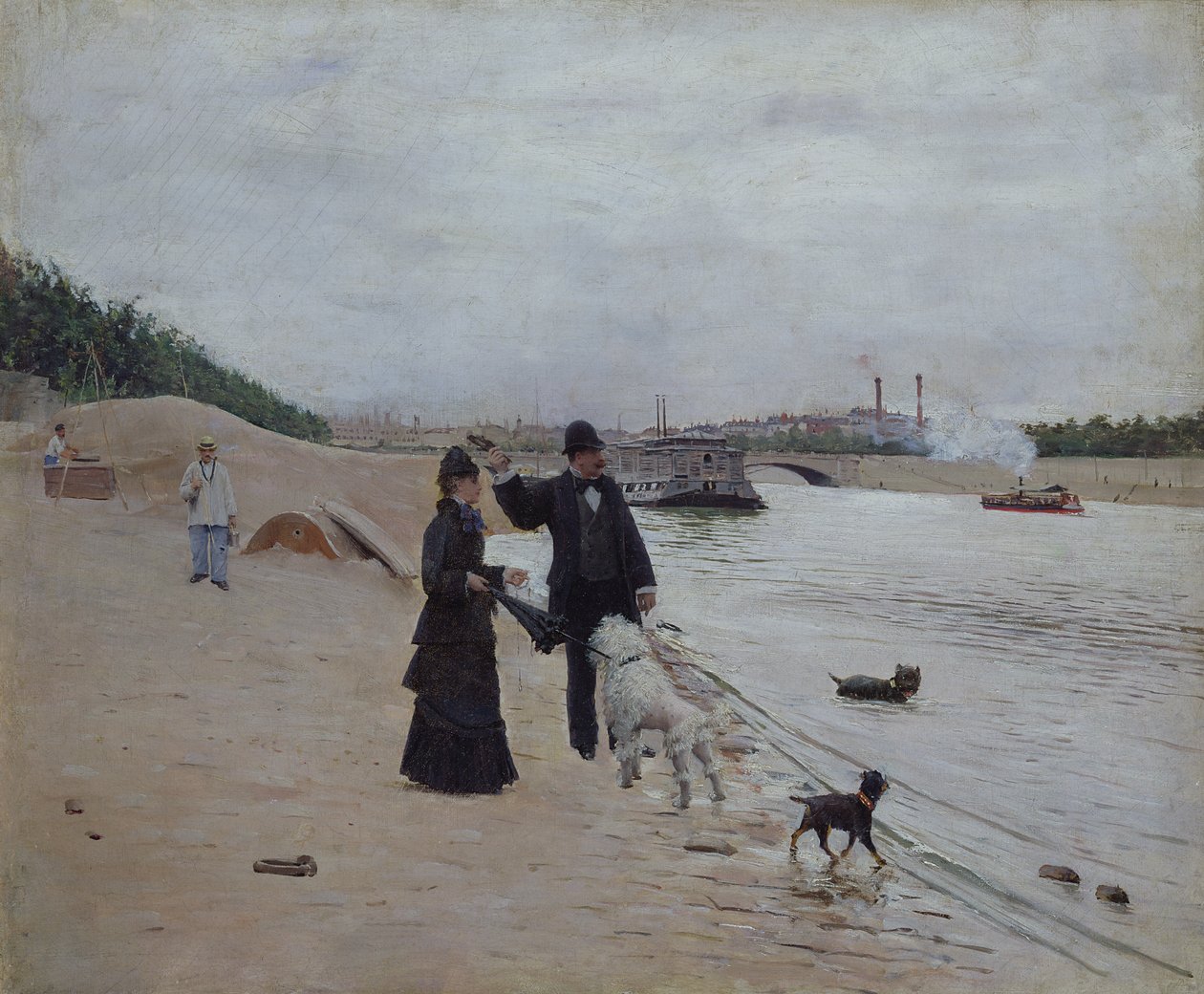 De Oevers van de Seine, c.1880 door Jean Beraud