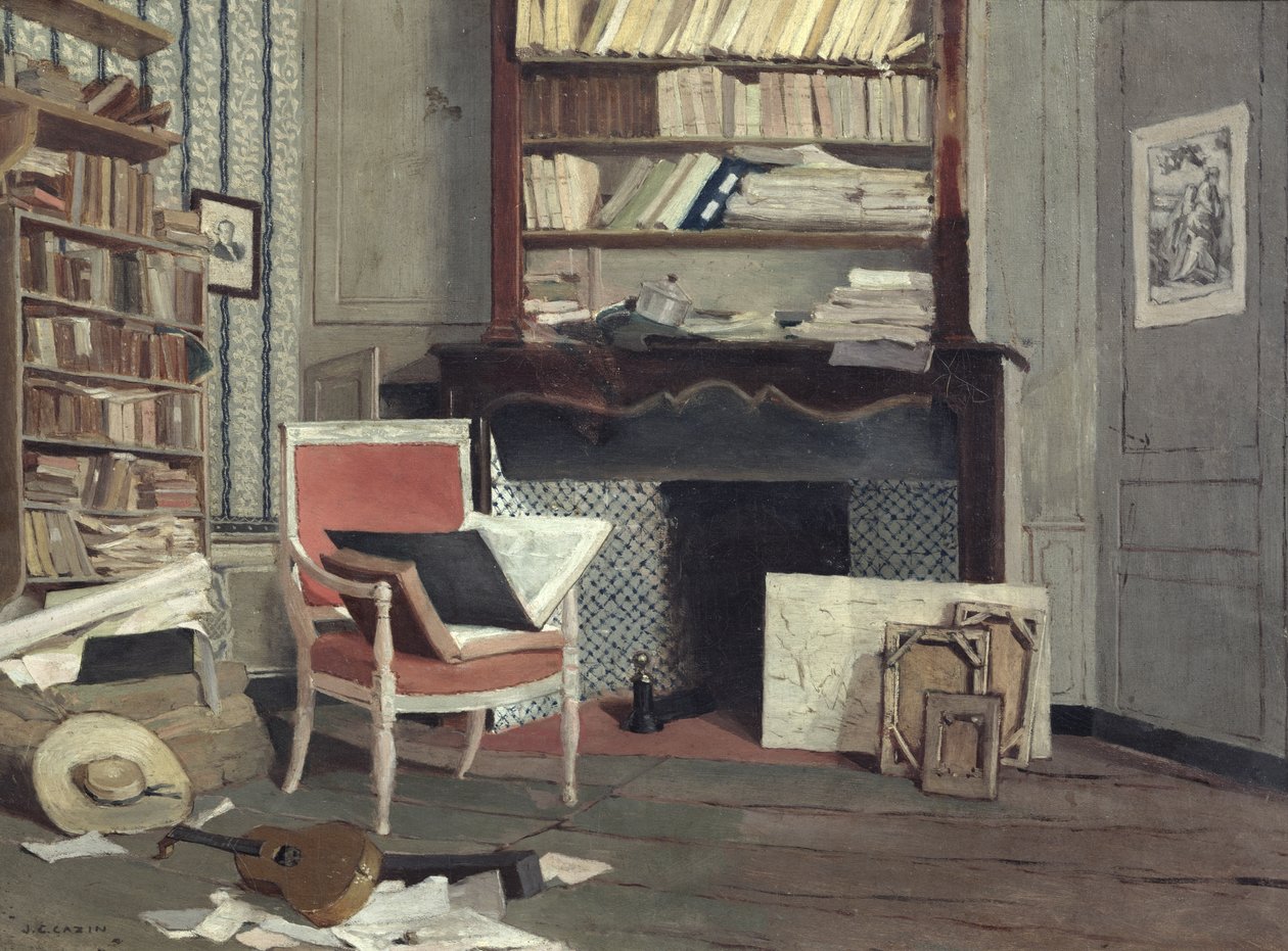 Interieur van de studeerkamer van dokter X door Jean Charles Cazin