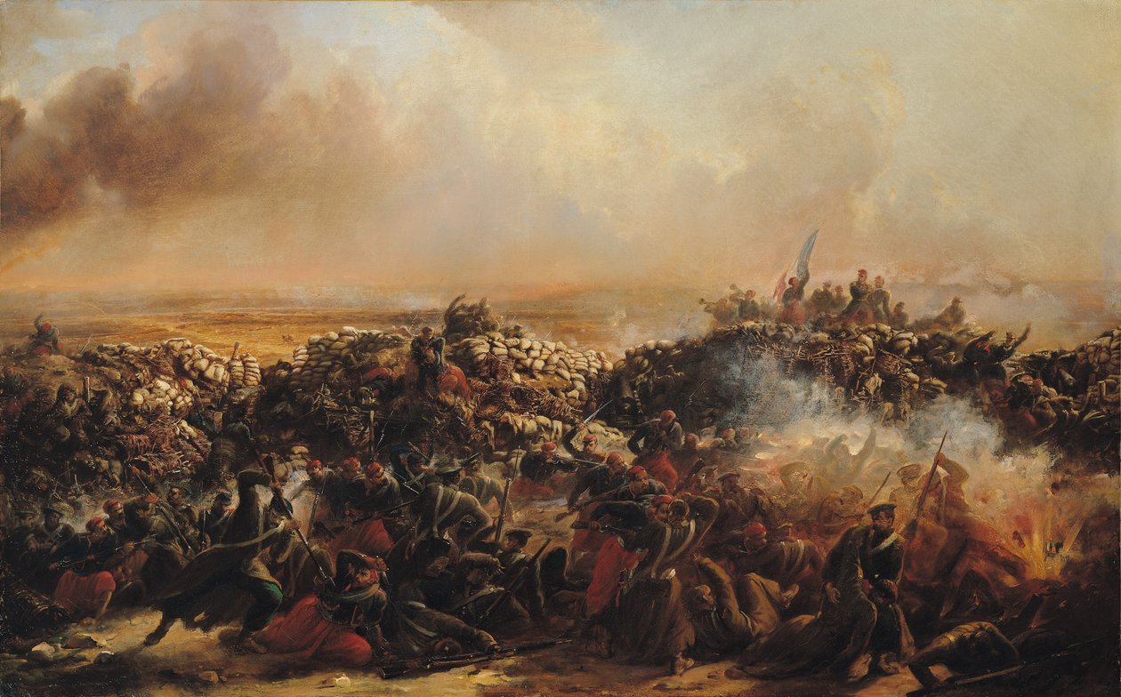 De Slag om Sebastopol, centraal deel van drieluik door Jean Charles Langlois