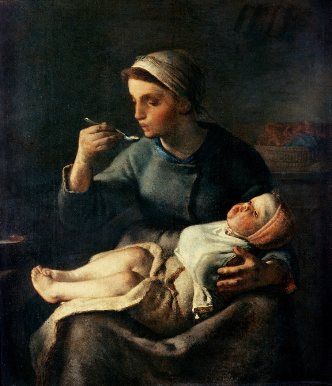Het babyontbijt, 1867 door Jean Francois Millet