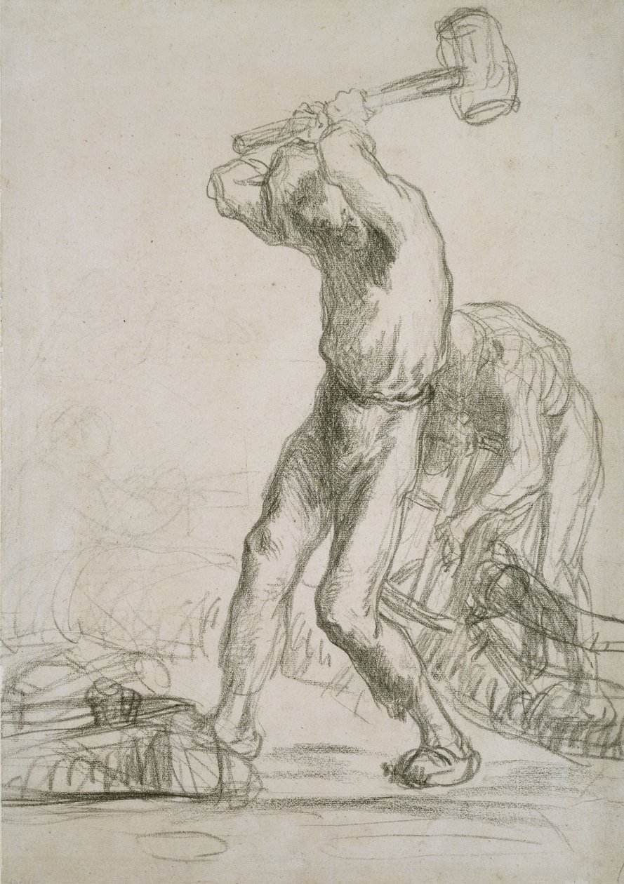 Twee boeren zagen en hakken hout door Jean Francois Millet