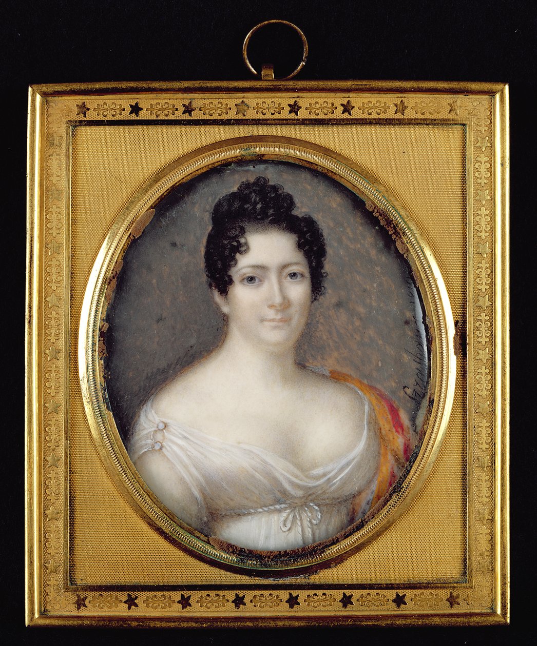 Mademoiselle Mars (1779-1847) 1819 door Jean Francois Strasbeaux