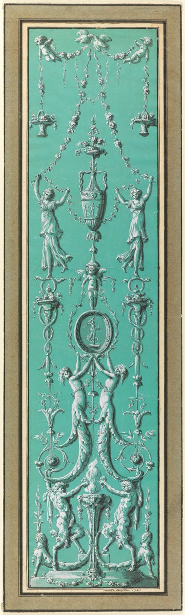 Paneel van Arabesken voor het Hôtel de Salm, Parijs door Jean Guillaume Moitte