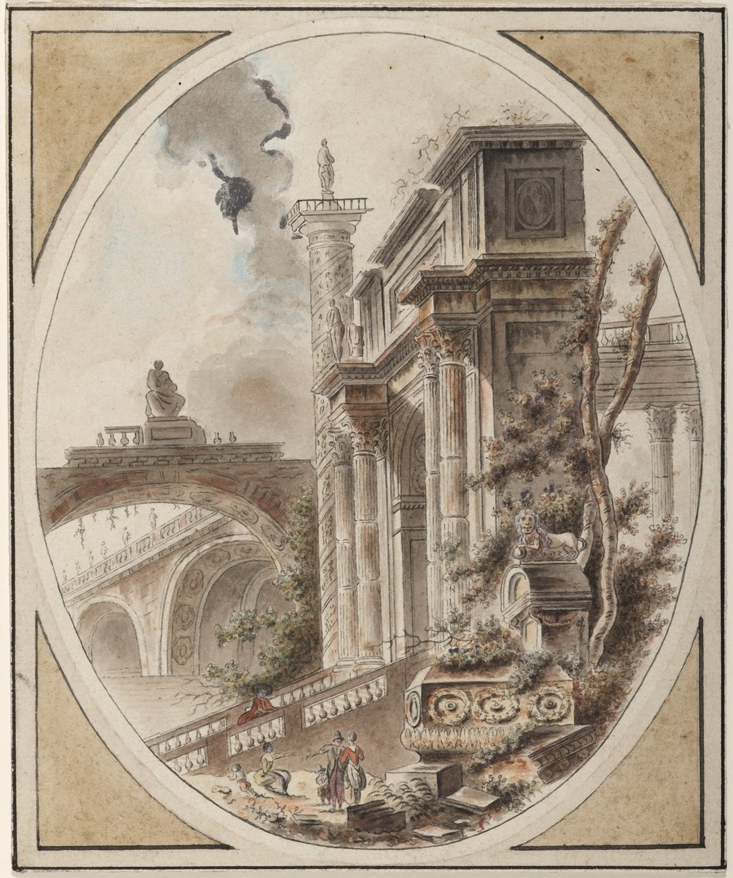 Fantasie van een Architectonische Ruïne door Jean Henry Alexandre Pernet