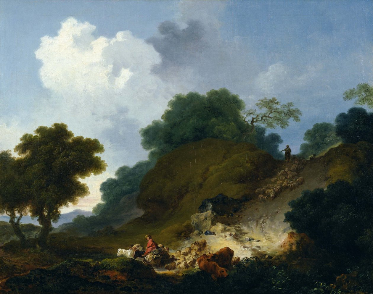 Landschap met Herders en Schaapskudde door Jean Honore Fragonard