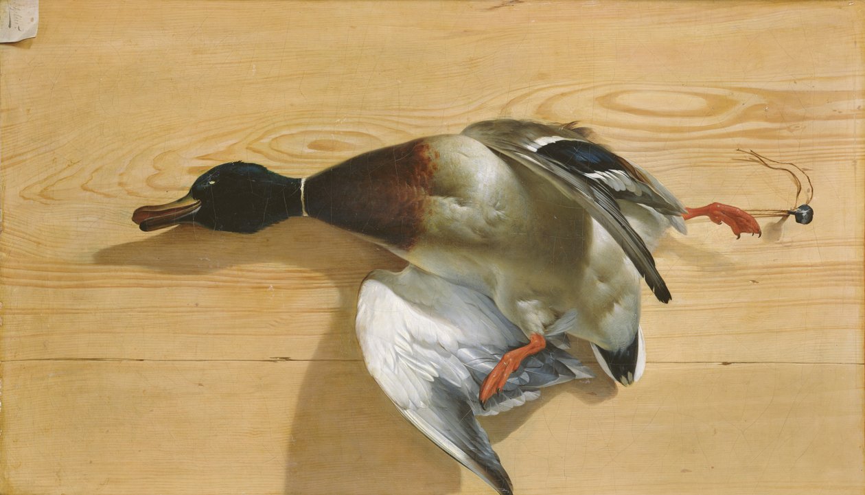 Een Eend op een Pijnboombord, 1753 door Jean Jacques Bachelier