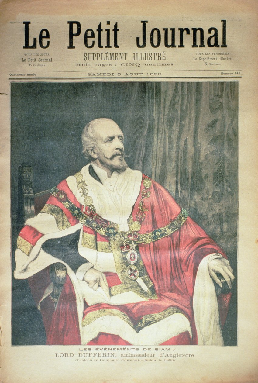 Gebeurtenissen in Siam: Lord Dufferin, de Britse ambassadeur, voorpagina van 