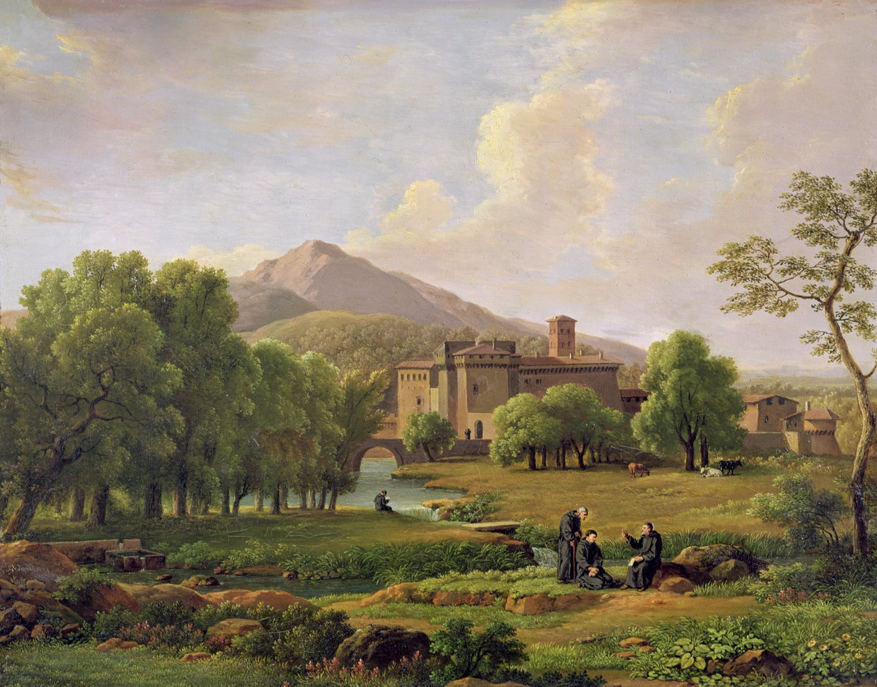 Uitzicht op het Grottaferrata-klooster, 1844 door Jean Joseph Xavier Bidauld
