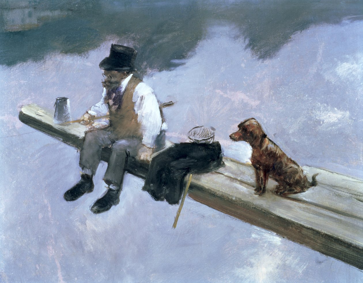 De visser, detail van een man die vist, 1884 door Jean Louis Forain