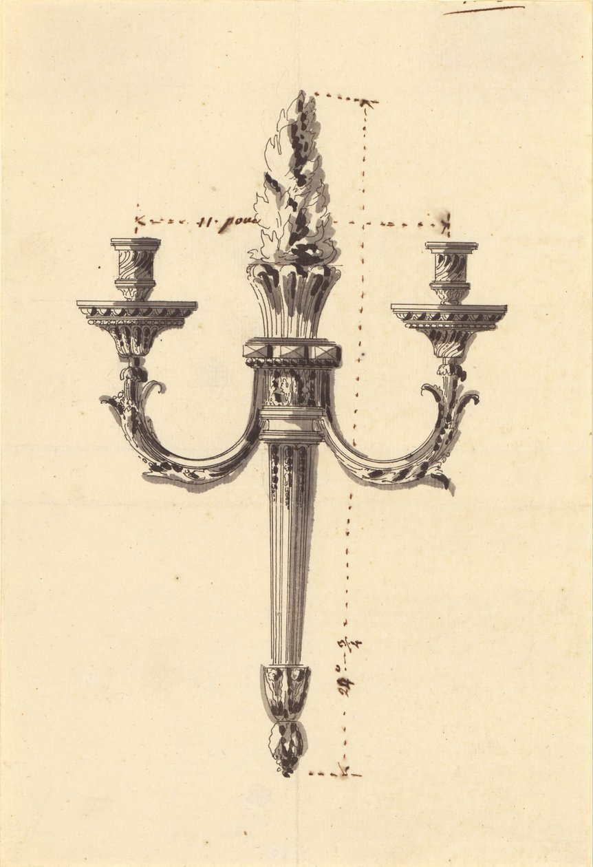 Ontwerp voor een wandlamp door Jean Louis Prieur
