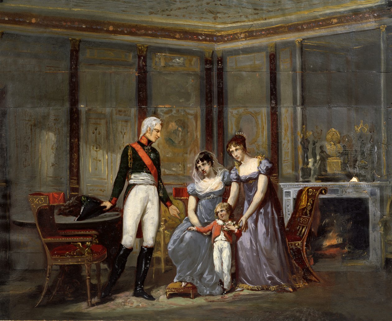 De keizerin Josephine presenteert haar dochter, Hortense en kleinzoon, Louis-Napoléon (toekomstige Napoléon III) aan Tsaar Alexander in Malmaison in mei 1814 door Jean Louis Victor Viger du Vigneau
