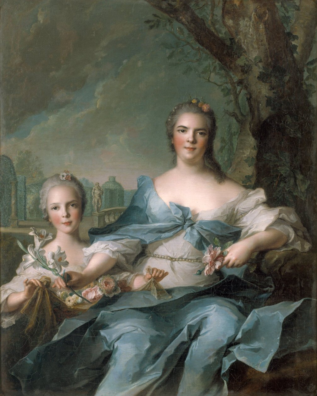 De hertogin van Parma en Piacenza, Louise Elisabeth van Frankrijk, en haar dochter, prinses Isabelle van Parma door Jean Marc Nattier