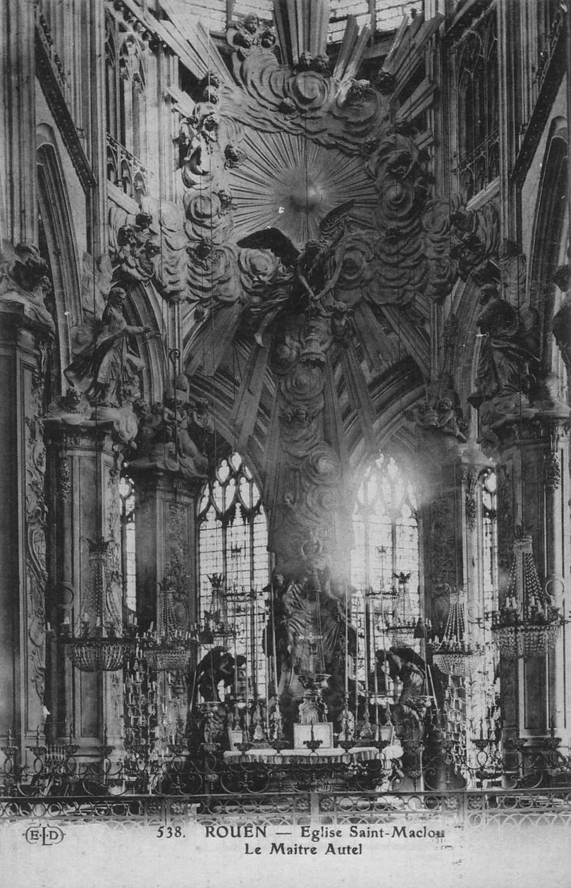 Uitzicht op het koor van de kerk Saint Maclou in Rouen door Jean Pierre Defrance