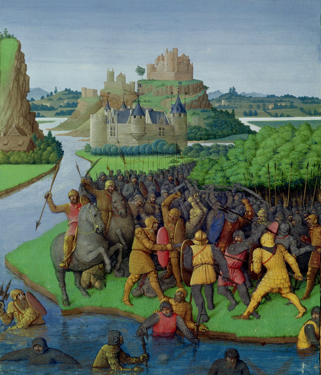 Ms Fr 247 fol.270 Slag tussen de Makkabeeën en de Bacchides, illustratie uit 