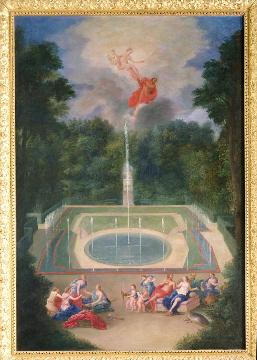 De bossen van Versailles met Mars en Venus voor Apollo en Vulcanus, 1688 door Jean the Younger Cotelle