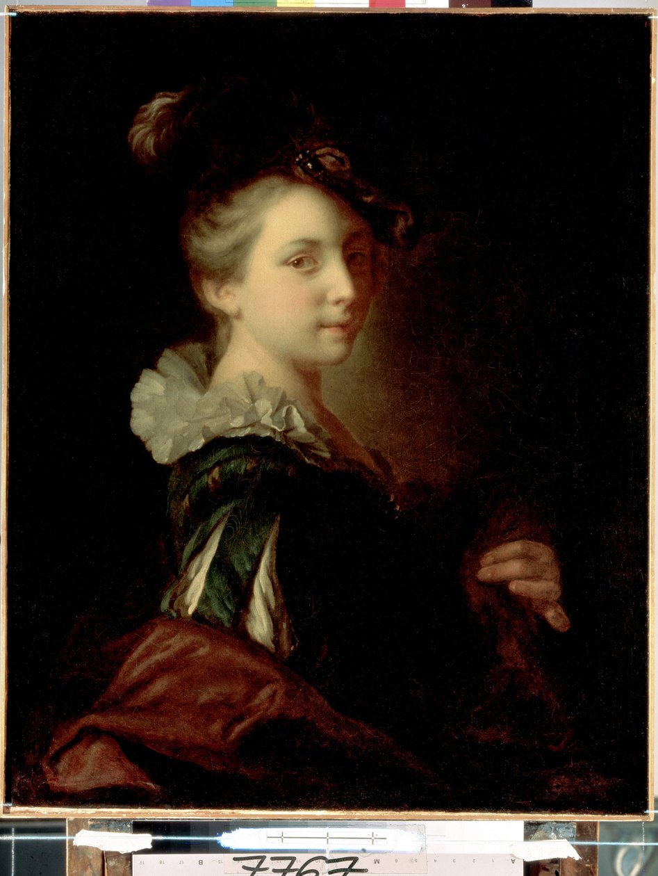 "Jonge actrice in theaterkostuum" Schilderij van Alexis Grimou, circa 1730, Hermitage Museum, Sint-Petersburg door Jean Alexis Grimou