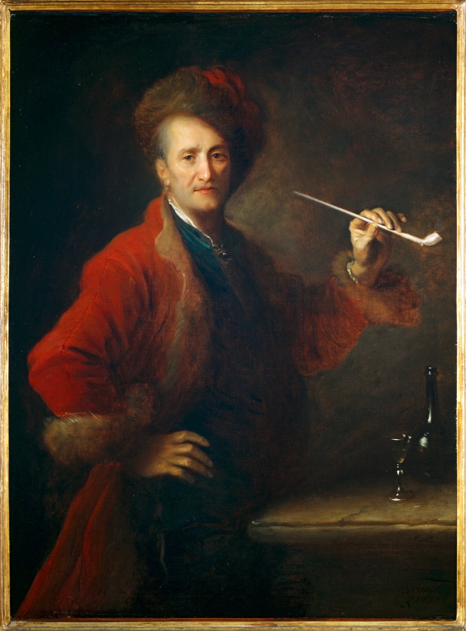 Portret van een man in Poolse kleding, een pijp in zijn hand - Portrait d