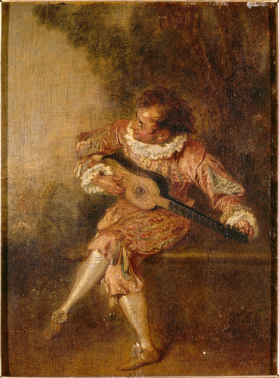 De serenadegever (Mezetin) door Jean-Antoine Watteau