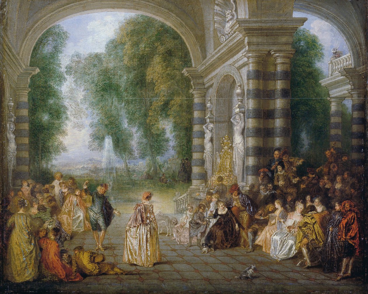 De genoegens van het bal door Jean-Antoine Watteau