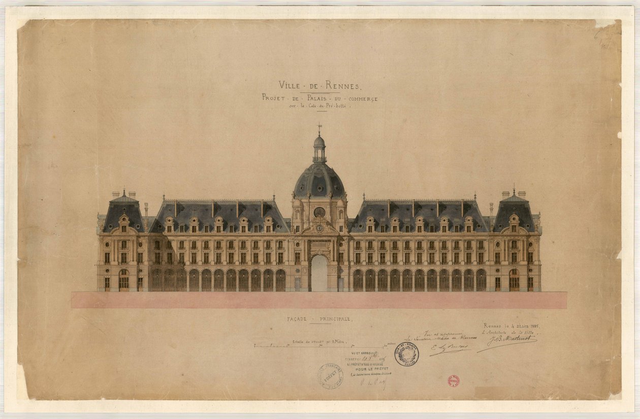 Ontwerp voor het Handelsgebouw van Rennes door Jean Baptiste Martenot