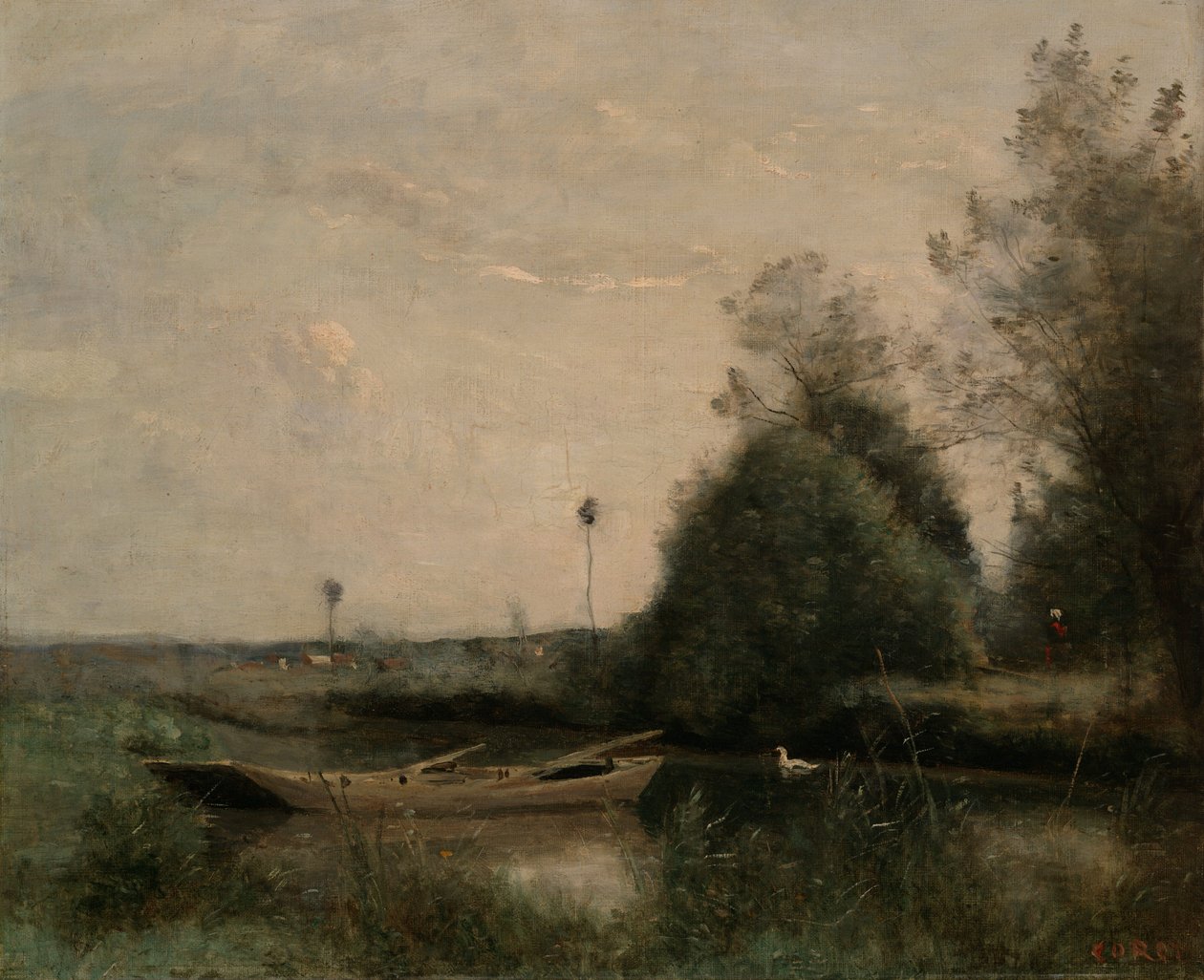 Een vijver in Mortain door Jean-Baptiste-Camille Corot