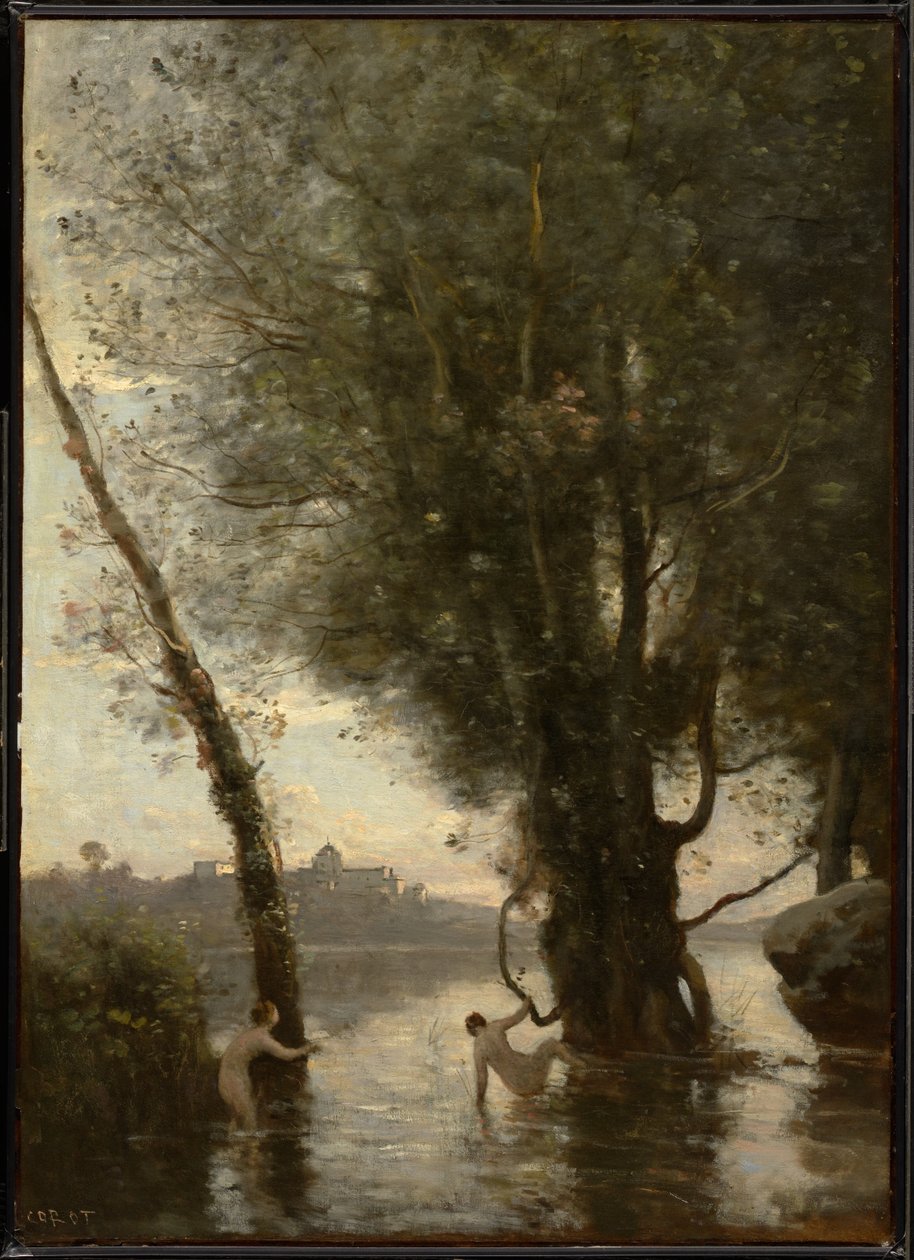 Baders op de Borromeïsche Eilanden door Jean-Baptiste-Camille Corot