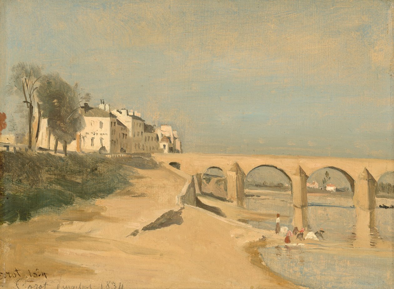 Brug over de Saône-rivier bij Mâcon door Jean-Baptiste-Camille Corot