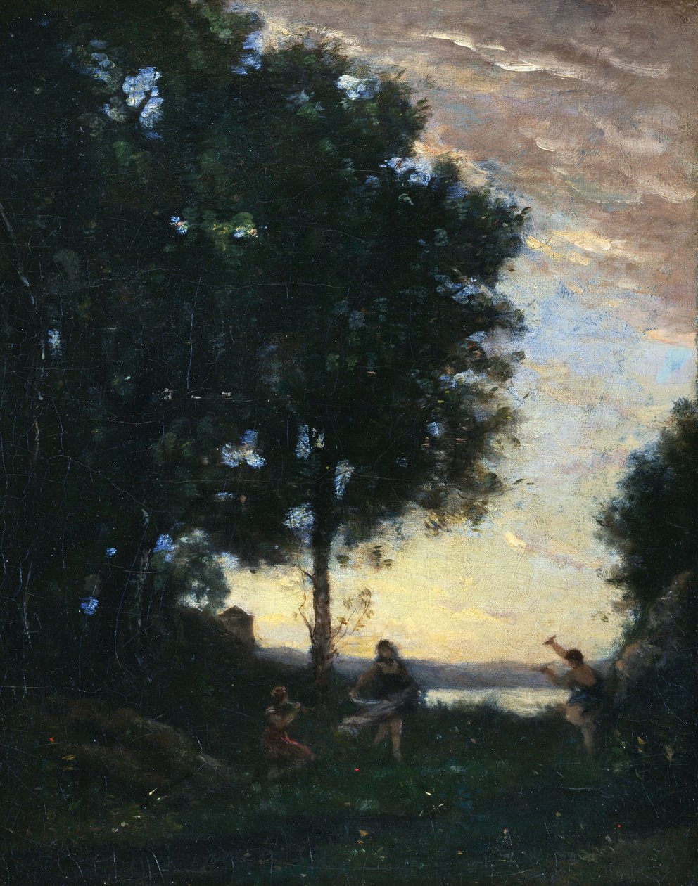 Dansende faunen en nimfen (Fauns and Nymphs Dancing) door Jean-Baptiste-Camille Corot
