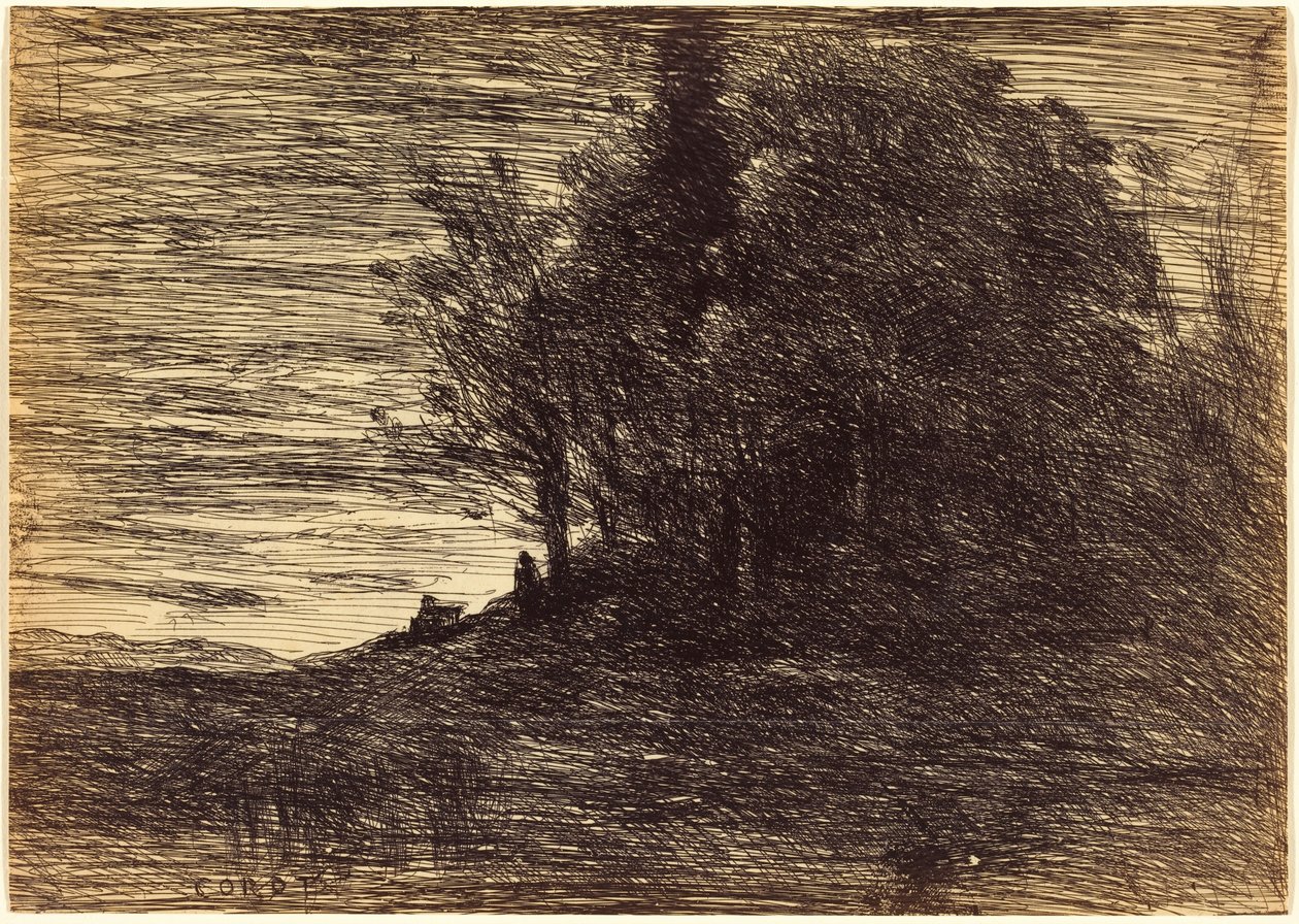Bos van de kluizenaar door Jean-Baptiste-Camille Corot