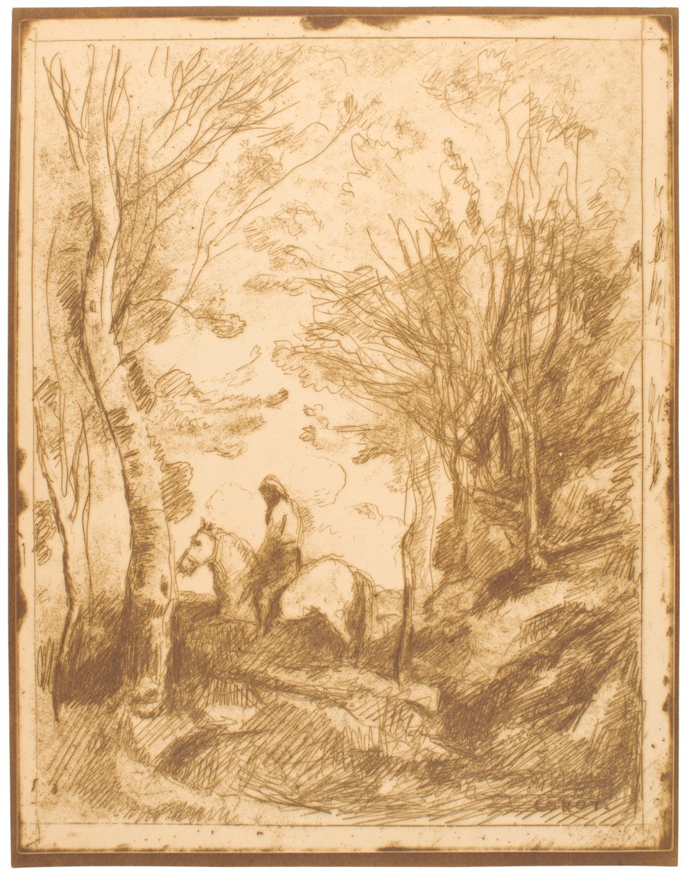 Reiter im Wald, Große Platte (Le Grand Cavalier sous Bois) door Jean-Baptiste-Camille Corot