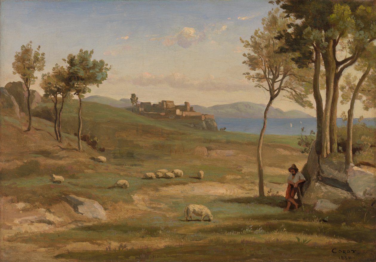 Italiaans landschap door Jean-Baptiste-Camille Corot