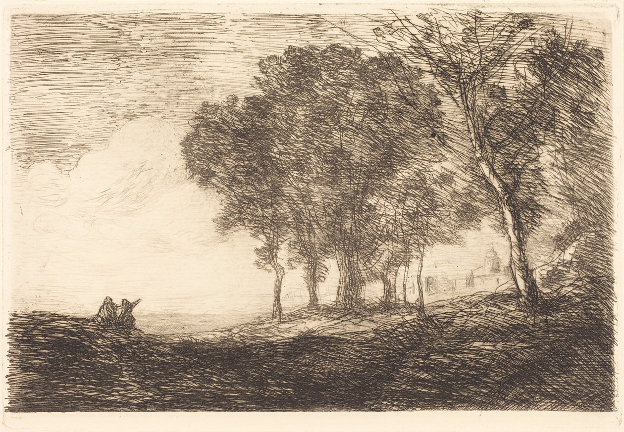 Italiaans landschap door Jean-Baptiste-Camille Corot