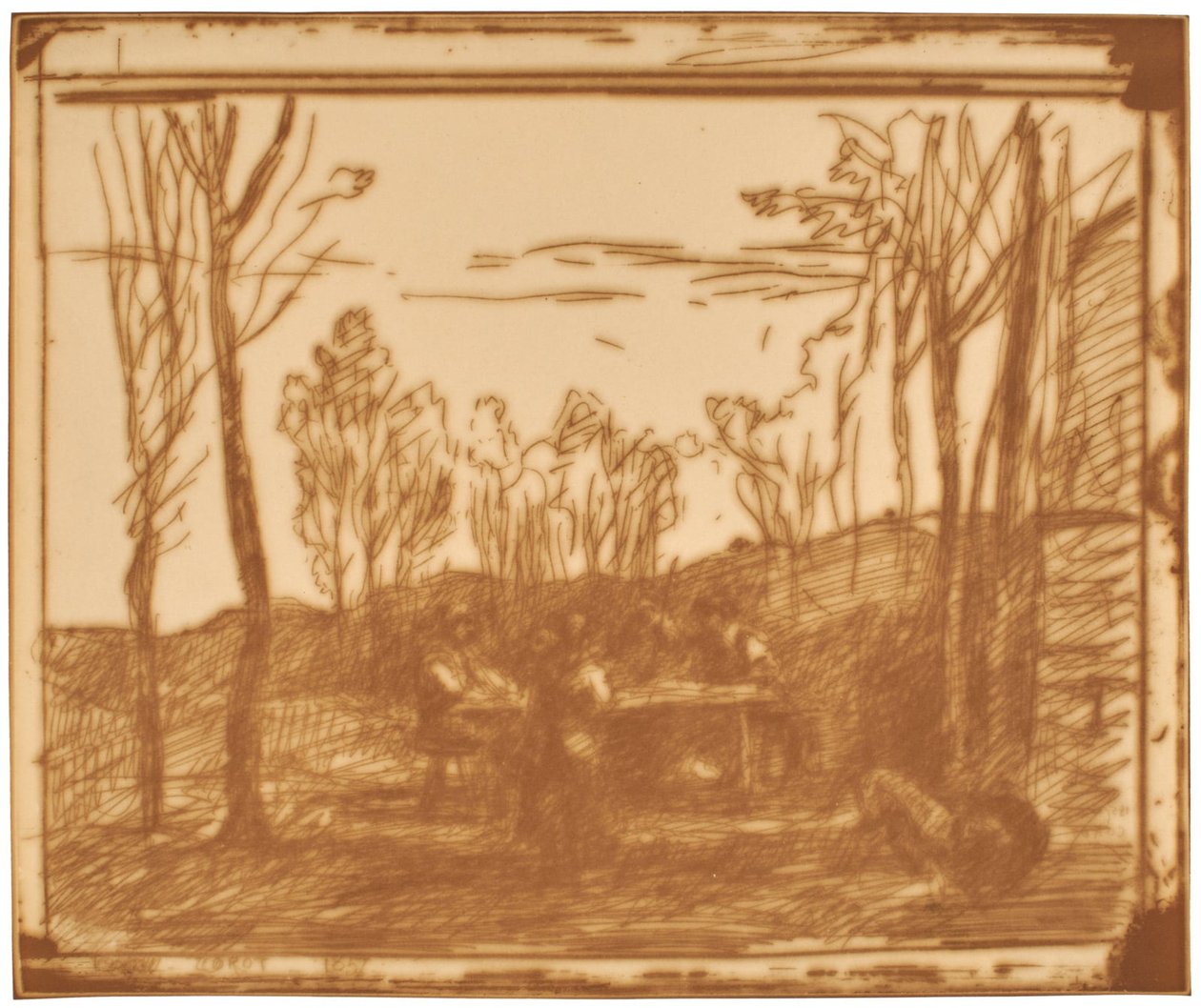 Mittagessen in der Lichtung door Jean-Baptiste-Camille Corot