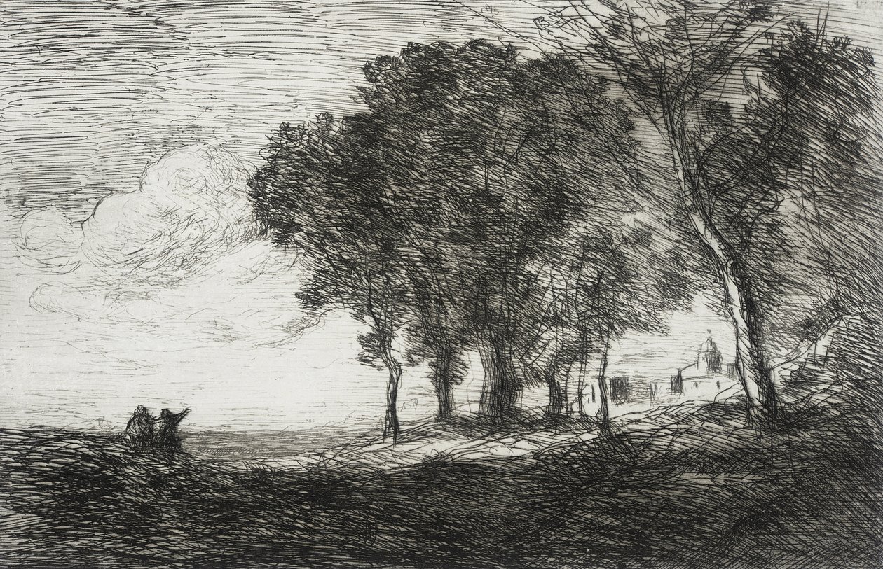 Italiaans landschap door Jean-Baptiste-Camille Corot