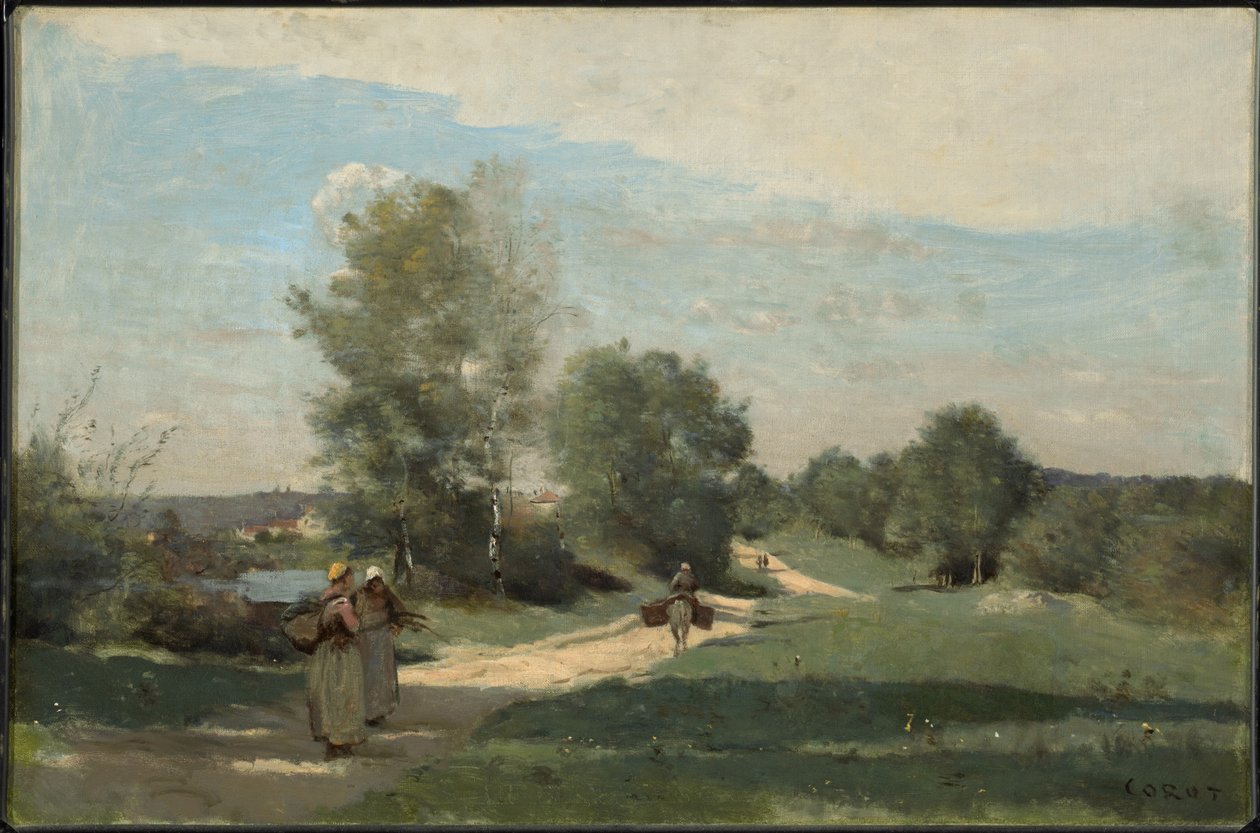 Weg langs het water door Jean-Baptiste-Camille Corot