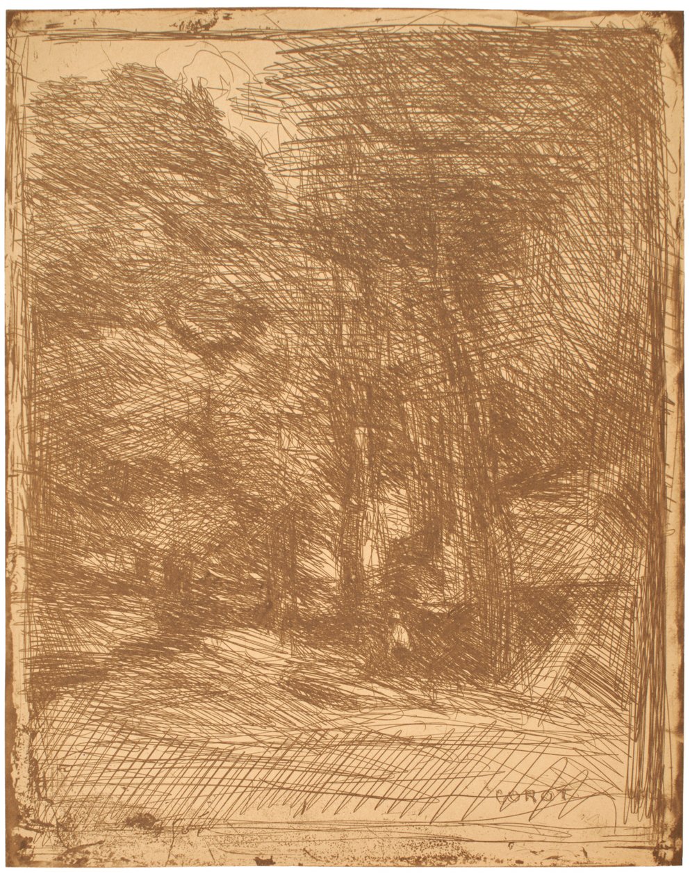 Erinnerung an Bas-Bréau door Jean-Baptiste-Camille Corot