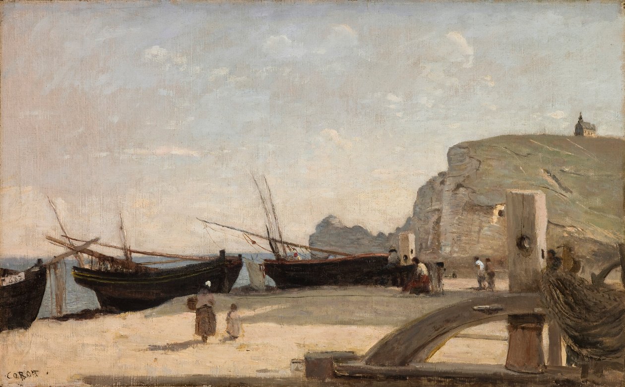 Het strand, Etretat door Jean-Baptiste-Camille Corot