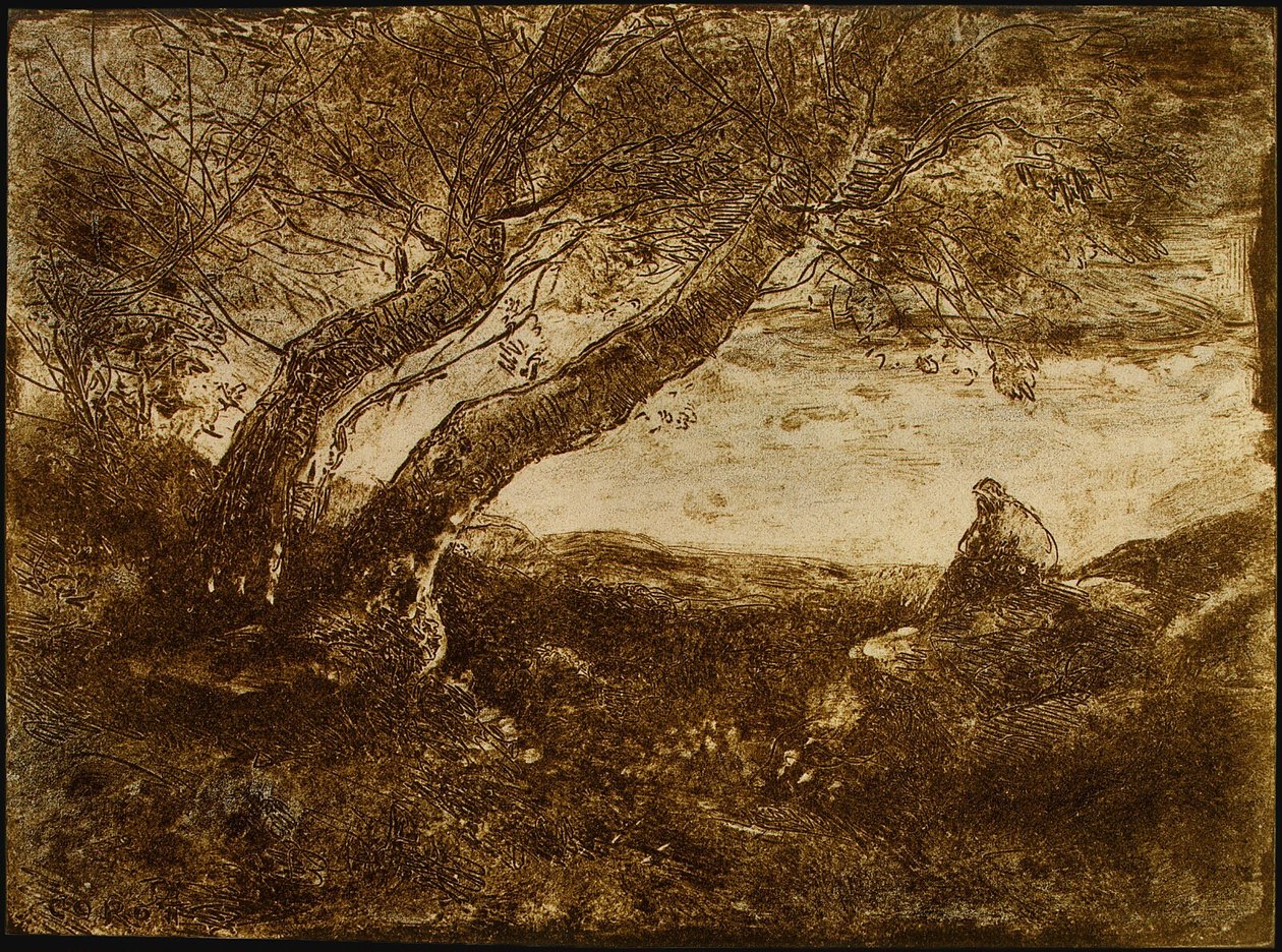 De dromer door Jean-Baptiste-Camille Corot