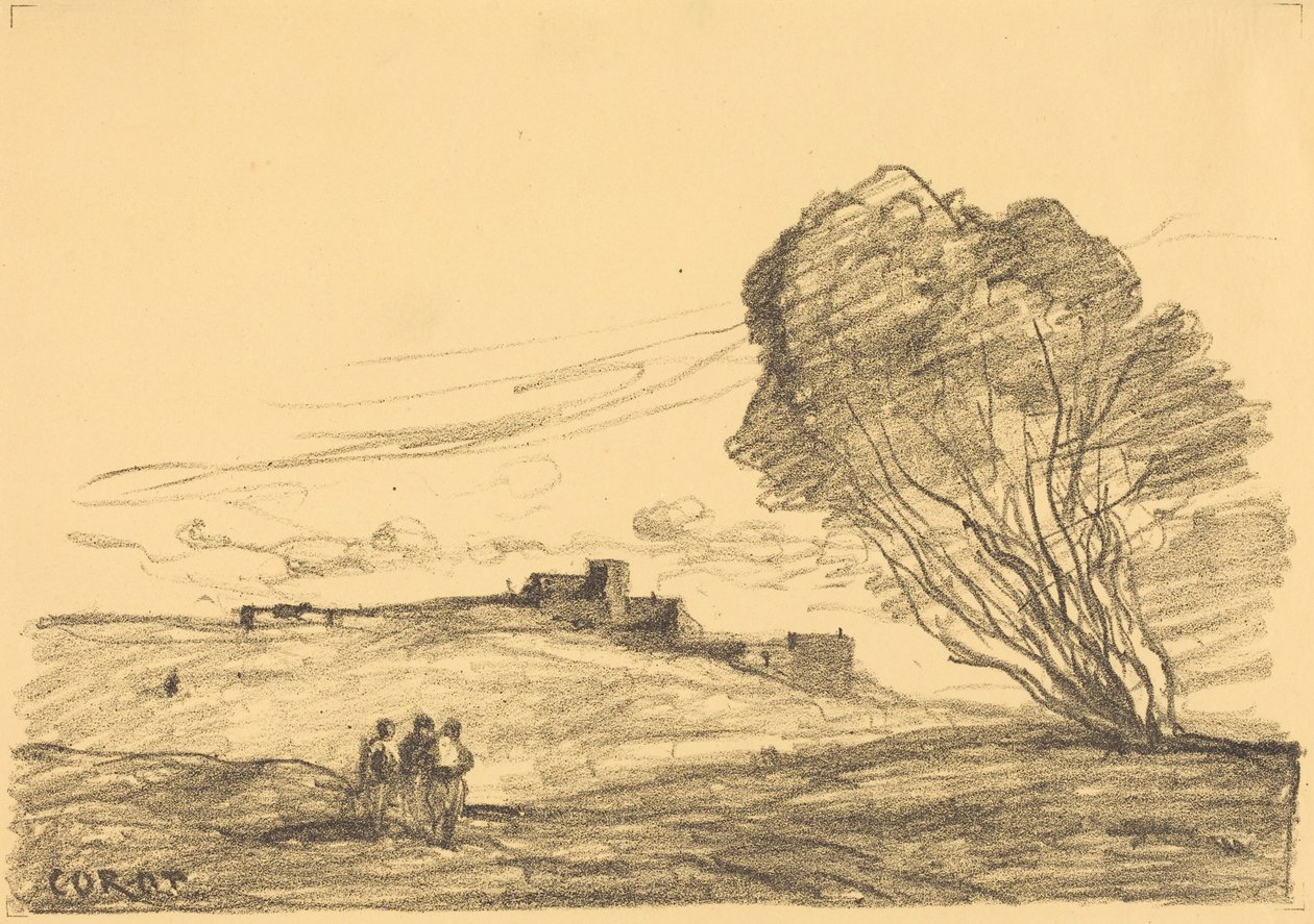 Het afgelegen fort door Jean-Baptiste-Camille Corot