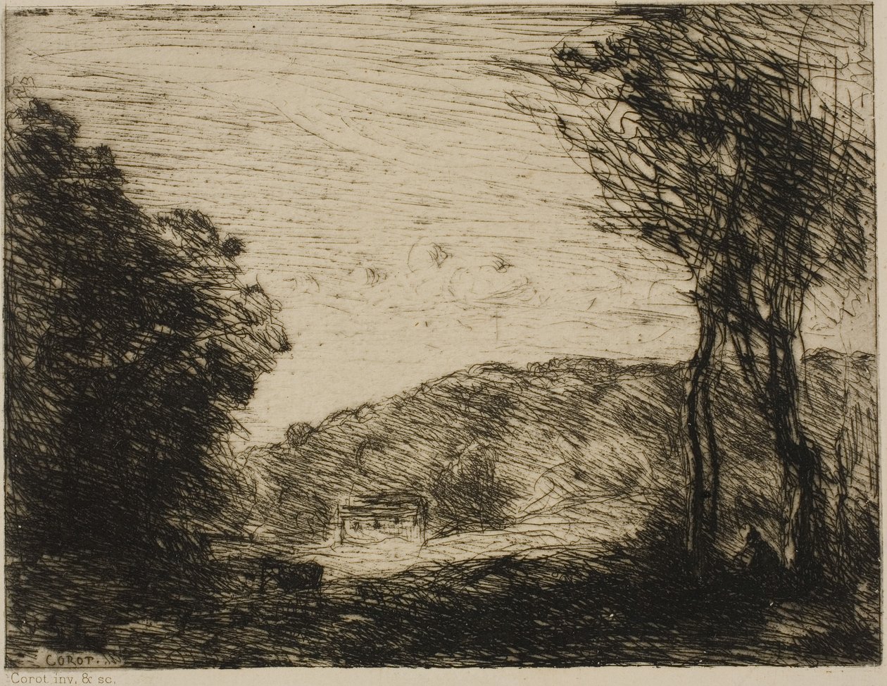 Bosrijk Platteland door Jean-Baptiste-Camille Corot
