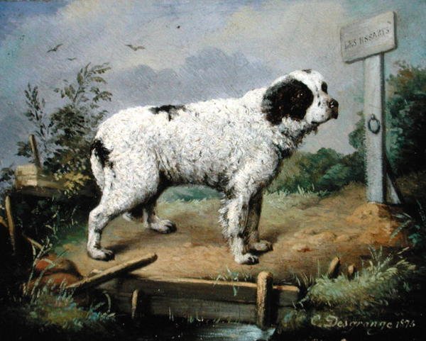 Een Newfoundland op een dijk door Jean Baptiste Desgrange