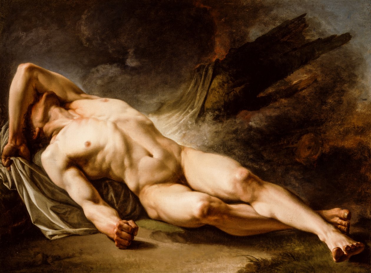 De slapende Hector (olieverf op doek) door Jean-Baptiste Deshays