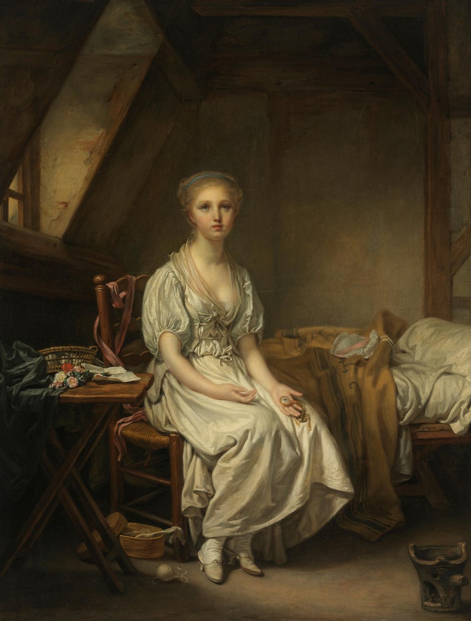De klachten van de klok (De wankelende deugd) door Jean-Baptiste Greuze