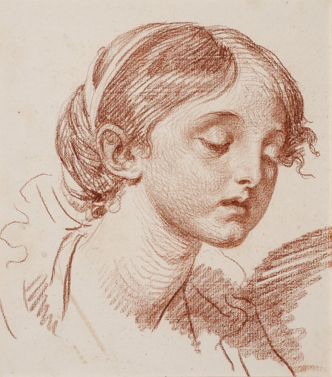 Hoofd van een meisje door Jean-Baptiste Greuze