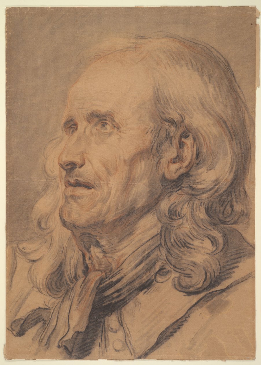 Hoofd van een oude man, studie voor “Een huwelijkscontract” door Jean-Baptiste Greuze