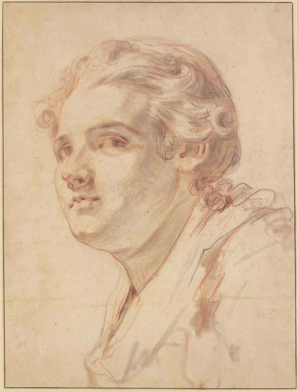Jongeman in driekwartprofiel naar links door Jean-Baptiste Greuze