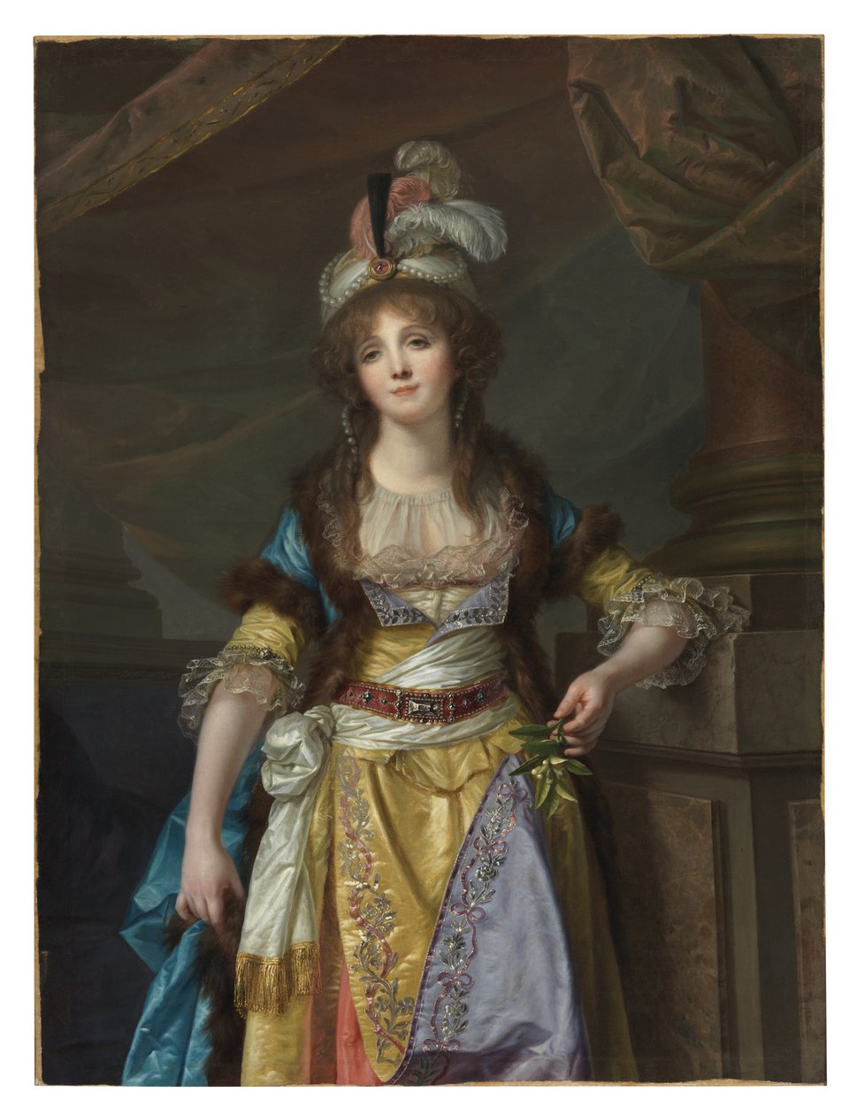 Portret van een dame in Turks kostuum door Jean-Baptiste Greuze