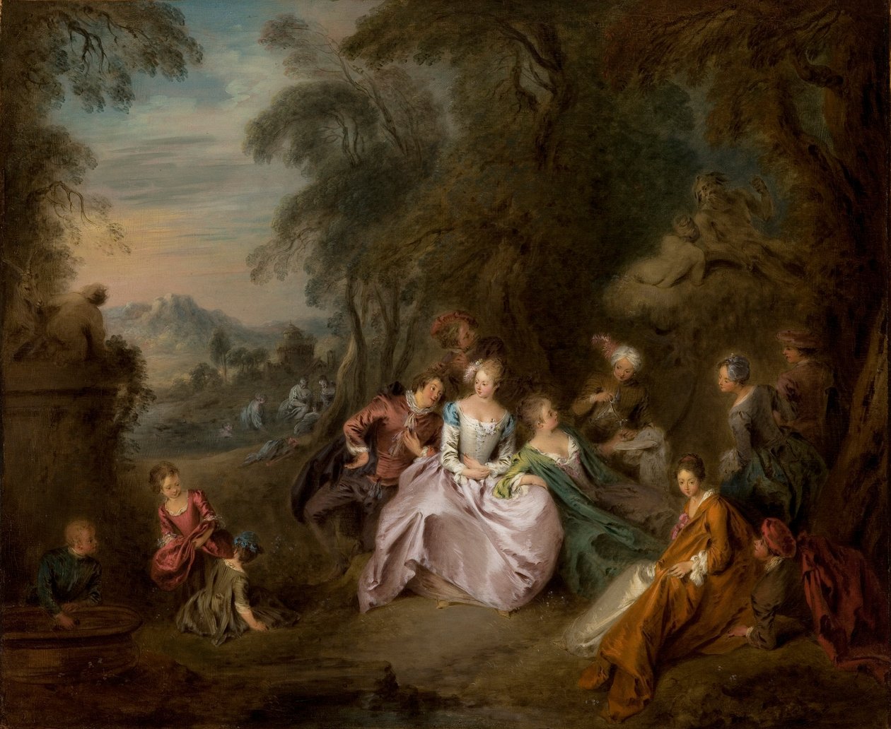 Rust in een park door Jean-Baptiste Joseph Pater